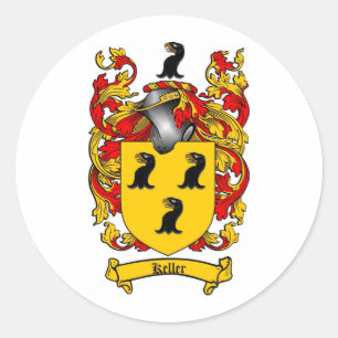 KELLER FAMILY CREST -  KELLER COAT OF ARMS CLASSIC ROUND STICKER