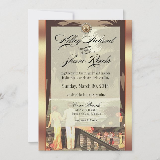 Kelley Champagne Ivory Metallic ICE Invitation (Front)