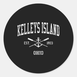 Kelleys Island Oh Crossed Oars Boat Anchor Sports Classic Round Sticker