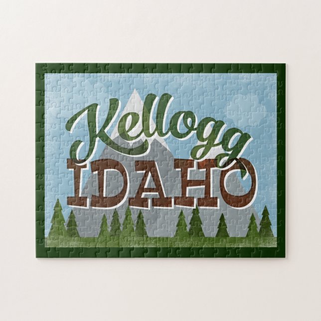 Kellogg Idaho Fun Retro Snowy Mountains Jigsaw Puzzle (Horizontal)