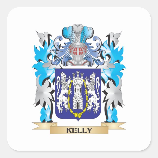 Kelly Coat of Arms - Family Crest Square Sticker (Front)