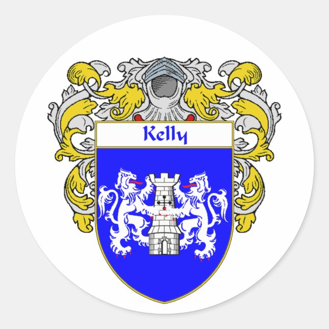 Kelly Coat of Arms (Mantled) Classic Round Sticker (Front)