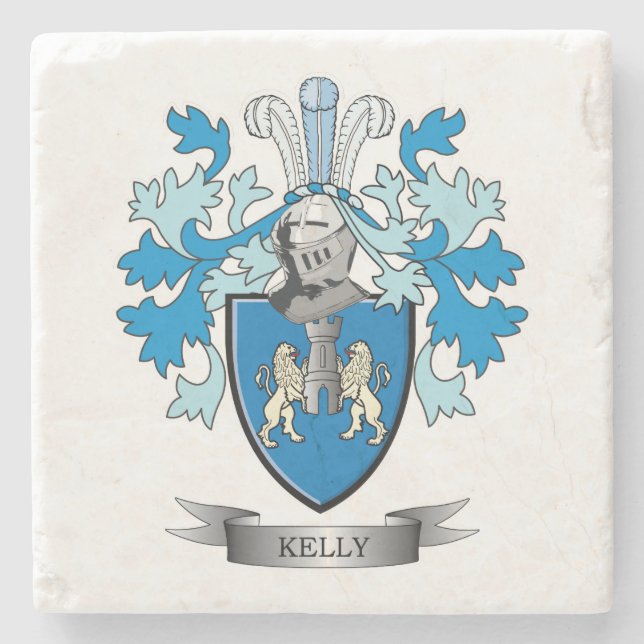 Kelly Coat of Arms Stone Coaster (Front)