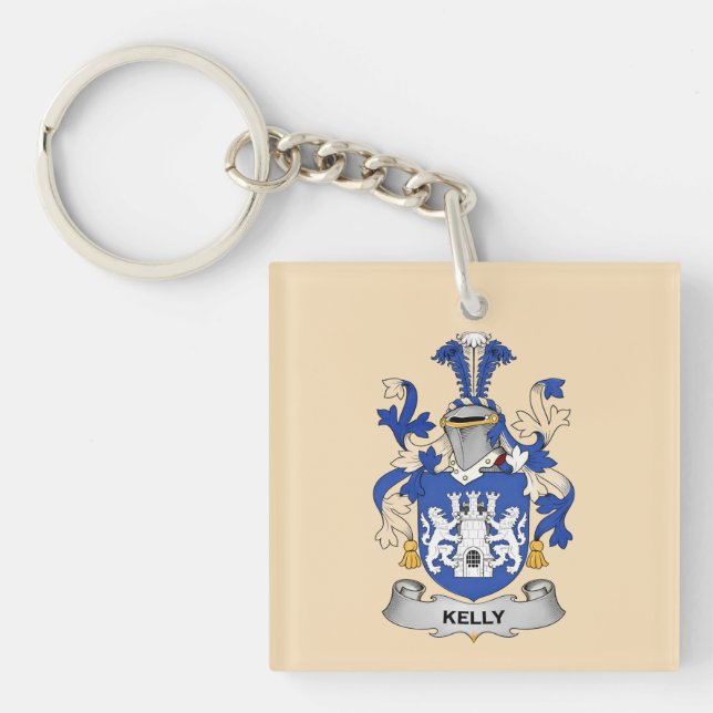 Kelly Coat of Arms Stone Keychain (Front)
