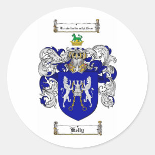 KELLY FAMILY CREST -  KELLY COAT OF ARMS CLASSIC ROUND STICKER
