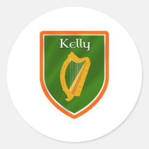 Kelly family crest kelly family name classic round sticker