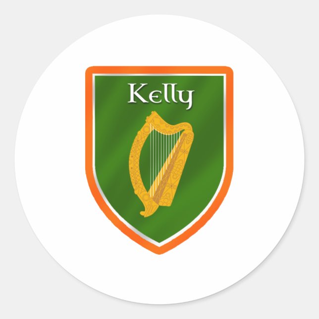 Kelly family crest kelly family name classic round sticker (Front)