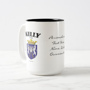 Kelly Family Crest, Translation & Meaning Two-Tone Coffee Mug