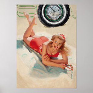 Kelly Girl On A Beach Girl Pinup Poster