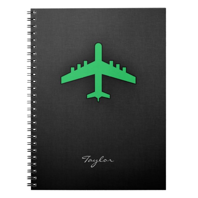 Kelly Green Aeroplane Notebook (Front)