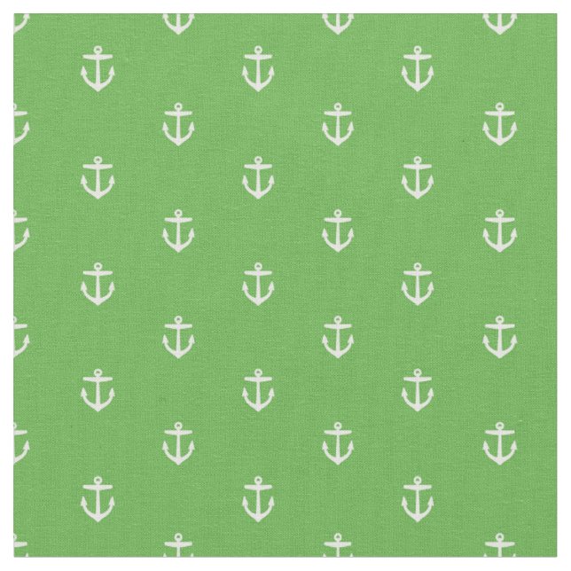 Kelly Green Anchor Print Fabric (Close Up)