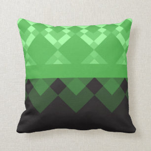 Kelly Green and Black Design Cushion