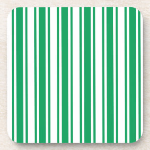 Kelly green and white candy stripes coaster