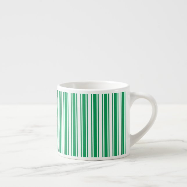 Kelly green and white candy stripes espresso cup (Right)