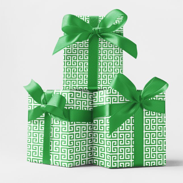 Kelly Green and White Greek Key Pattern Wrapping Paper (Kelly Green and White Greek Key Pattern Wrapping Paper)