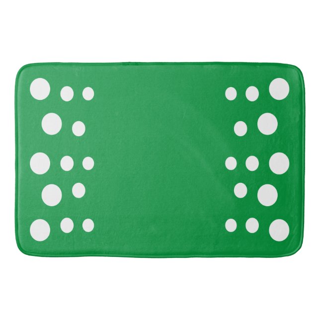 Kelly Green and white Modern Bubbles Dots Bath Mat (Front)