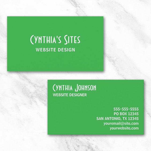 Kelly Green and White Retro Bold Business Card (Kelly Green and White Retro Bold Business Card)