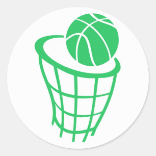 Kelly Green Basketball Classic Round Sticker