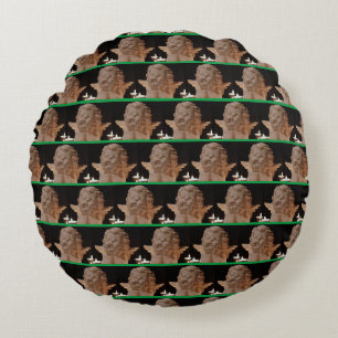 Kelly-Green Black  'Angel in Candlelight' Round Cushion