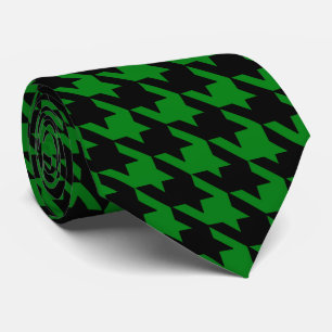 Kelly Green & Black Large Houndstooth Check Tie
