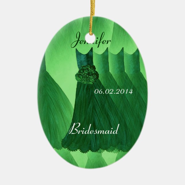 KELLY GREEN Bridesmaid Thank You Wedding Ceramic Tree Decoration (Front)