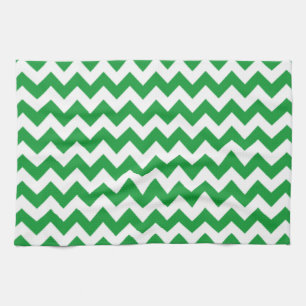 Kelly Green Chevron Stripes Tea Towel