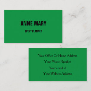 Kelly Green Classy Colourful Wedding Custom Colour Business Card
