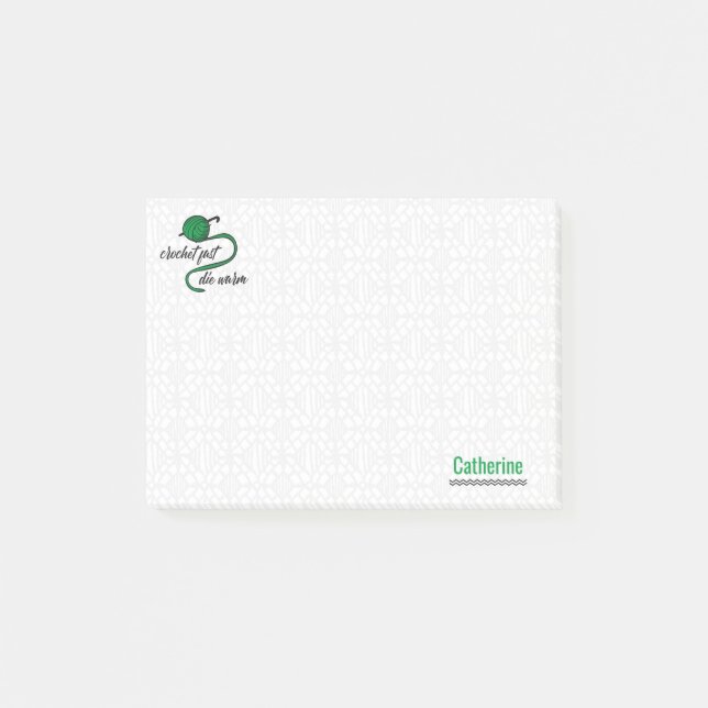 Kelly Green Crochet Fast, Die Warm Post-it Notes (Front)