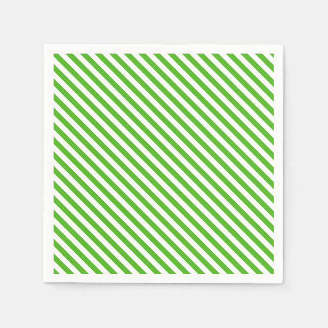 Kelly Green Diagonal Stripe Paper Napkins (Front)