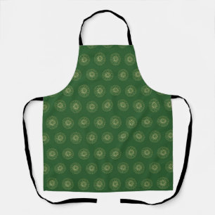 Kelly Green   Golden Zinnia Flower Medallions Apron