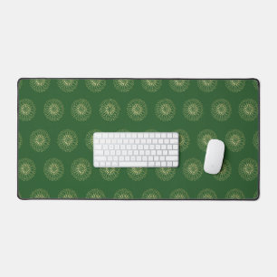 Kelly Green   Golden Zinnia Flower Medallions Desk Mat
