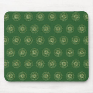 Kelly Green Golden Zinnia Flower Medallions Mouse Mat