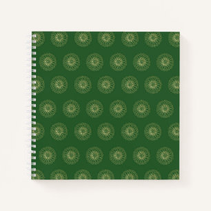 Kelly Green Golden Zinnia Flower Medallions Notebook