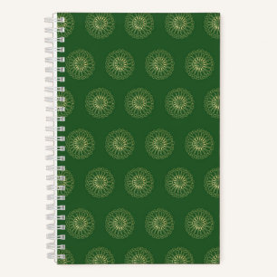 Kelly Green Golden Zinnia Flower Medallions Notebook