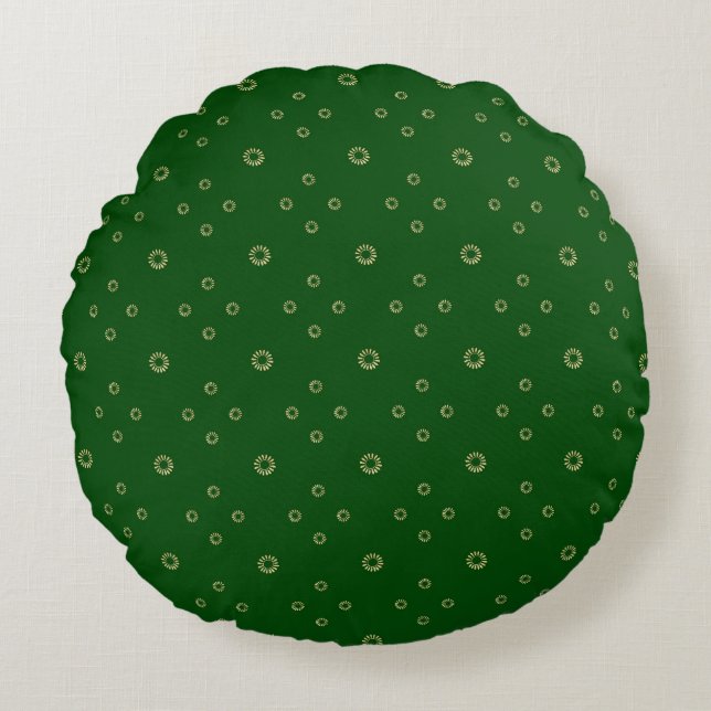 Kelly Green | Golden Zinnia Sun Round Cushion (Front)