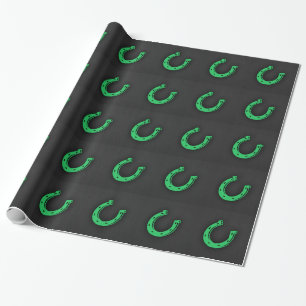 Kelly Green Horseshoe Wrapping Paper