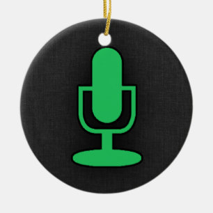 Kelly Green Microphone Ceramic Tree Decoration