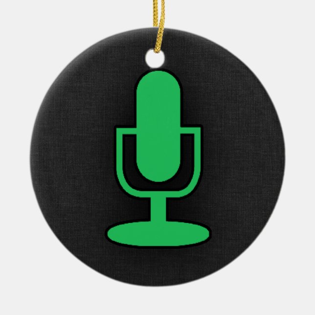 Kelly Green Microphone Ceramic Tree Decoration (Front)