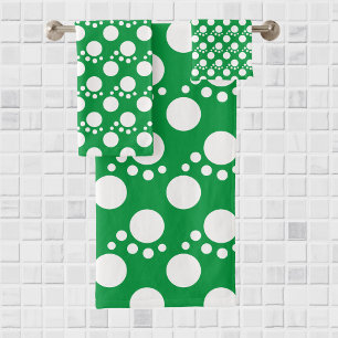 Kelly Green : Modern Dots in White Bath Towel Set