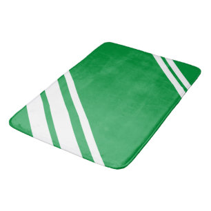 Kelly Green : Modern Lines in White Bath Mat