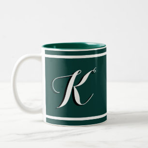 Kelly Green Monogrammed Two-Tone Coffee Mug