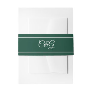 Kelly Green Monogrammed Wedding Invitation Belly Band