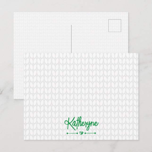 Kelly Green Personalised Knit Stitch Postcard (Front/Back)