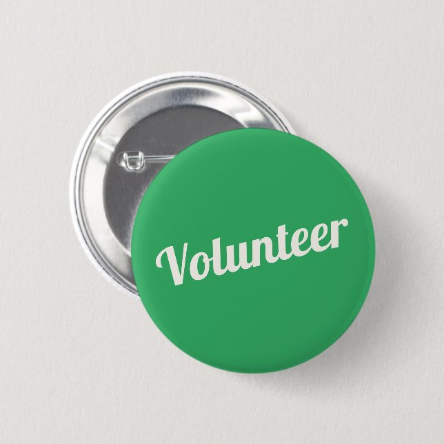 Kelly Green Pin-back Volunteer Buttons (Front & Back)