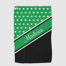 Kelly Green Polka Dot Black Diagonal Script Name