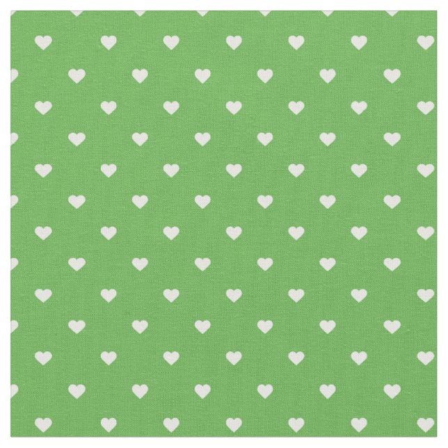 Kelly Green Polka Dot Hearts Fabric (Close Up)