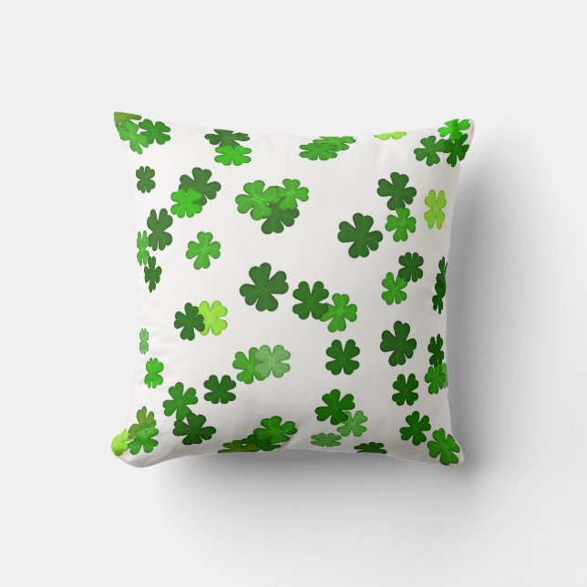 Kelly green “Shamrocks Falling” Cushion (Front)