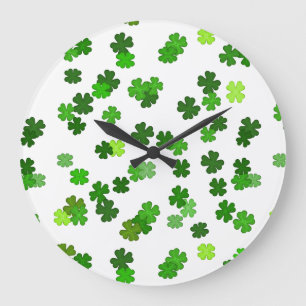 Kelly green “Shamrocks Falling” Large Clock