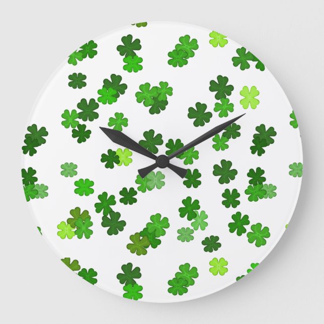 Kelly green “Shamrocks Falling” Large Clock (Front)