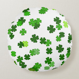 Kelly green “Shamrocks Falling” Round Cushion